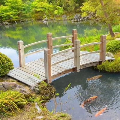 Outsunny 5 Ft Wooden Garden Bridge Arc Footbridge With Railings For Your Backyard, Natural Wood