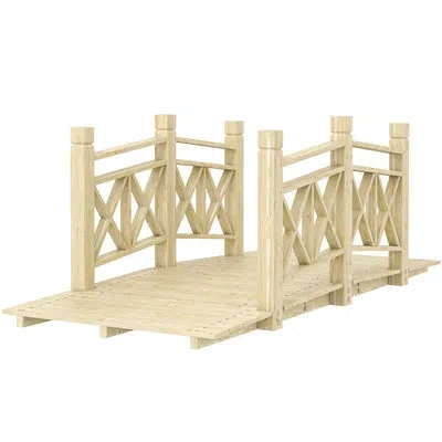 Outsunny 5 Ft. Wooden Garden Bridge Footbridge For Backyard Ponds, Creeks, Streams, Carbonized