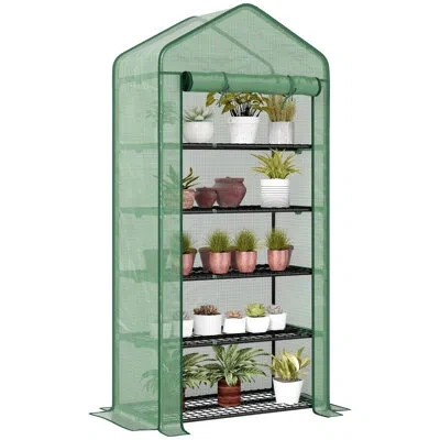 Outsunny 5 Tier Mini Greenhouse With Reinforced Pe Cover, Small Portable Greenhouse With Roll-up Zippered Doo