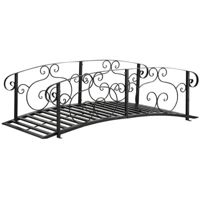 Outsunny 6' Metal Arch Backyard Garden Bridge, Safety Siderails, Arc Footbridge For Backyard Creek