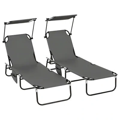 Outsunny 74.75 " Long Reclining Chaise Lounge Set In Gray