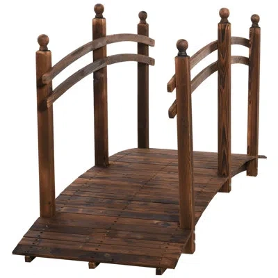 Outsunny 7.5' Fir Wood Garden Bridge Arc Walkway With Side Railings