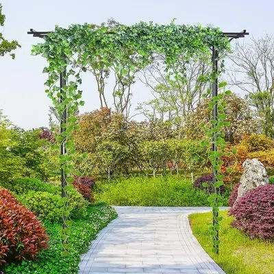 Outsunny 77.25" W X 20.5" D Metal Arbor In Gray