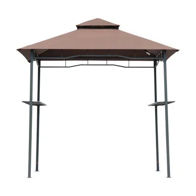 Outsunny 8 Ft. W X 5 Ft. D Grill Gazebo Gazebo In Brown