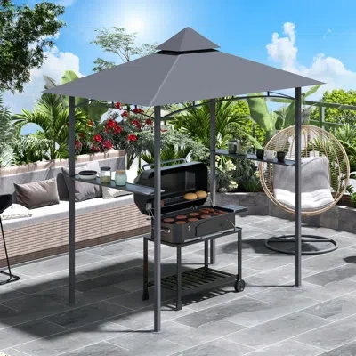 Outsunny 8 Ft. W X 5 Ft. D Steel Grill Gazebo In Gray