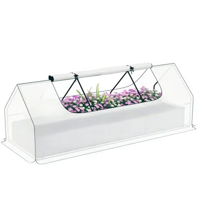 Outsunny 8.6 X 3 X 1ft Raised Garden Bed With Mini Greenhouse, Galvanized Raised Garden Bed With Cover For He In White