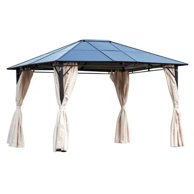 Outsunny 9 Ft. W X 11 Ft. D Metal Patio Gazebo In Brown