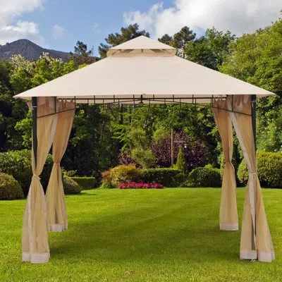 Outsunny 9.7 Ft. W X 9.7 Ft. D Metal Patio Gazebo In Beige