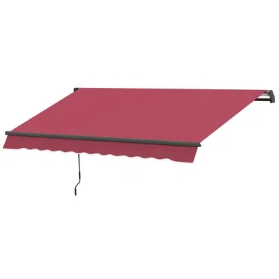 Outsunny 98.5" W X 59" D Polyester Retractable Patio Awning In Beige,solid Color
