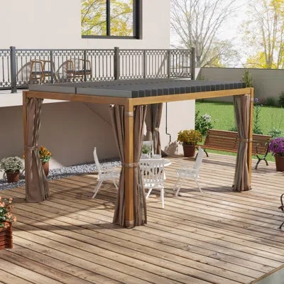 Outsunny Aluminum Pergola With Canopy In Gray,natural