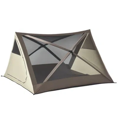 Outsunny Automatic Instant Portable Cabana Beach 3 Person Tent In Brown;beige