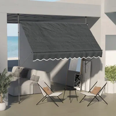 Outsunny D Polyester Cover Retractable Patio Awning In Dark Gray