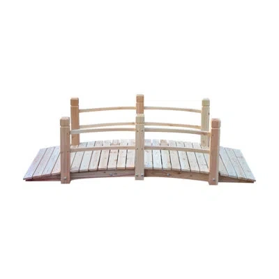 Outsunny Fir Wood Garden Bridge Arc Walkway With Side Railings For Backyards, Gardens, And Streams, Natural W In Neutral