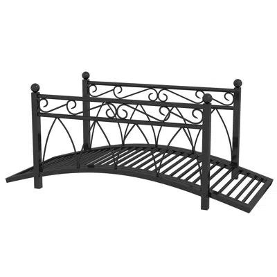 Outsunny Garden Bridge With Safety Railings In Black