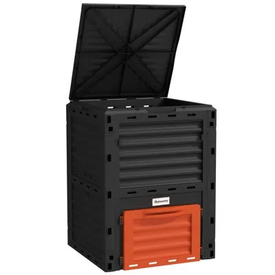 Outsunny Garden Compost Bin 80 Gallon Outdoor Large Capacity Composter Box In Orange