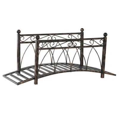 Outsunny Metal Arch Zen Garden Bridge With Safety Guardrail