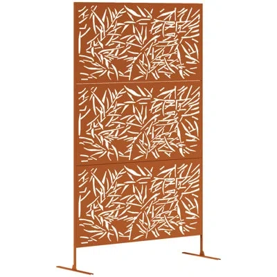 Outsunny Metal Outdoor Privacy Screen, 78" H X 48" W Decorative Privacy Fence Screen, Freestanding Outdoor Di In Brown,bamboo