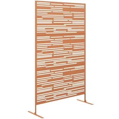 Outsunny Metal Outdoor Privacy Screen, 78" H X 48" W Decorative Privacy Fence Screen, Freestanding Outdoor Di In Brown,barcode