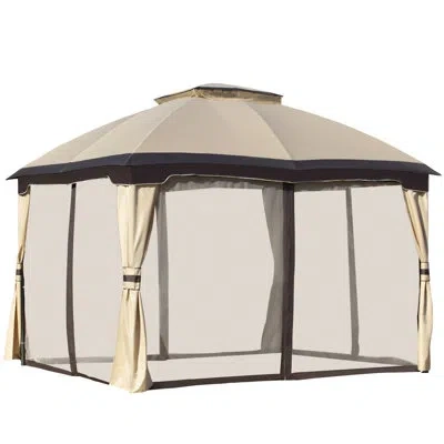 Outsunny Metal Patio Gazebo In Beige