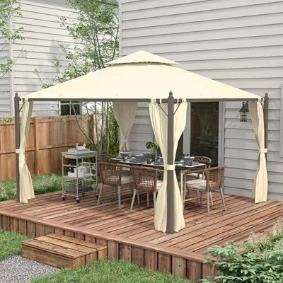 Outsunny Metal Patio Gazebo In Beige