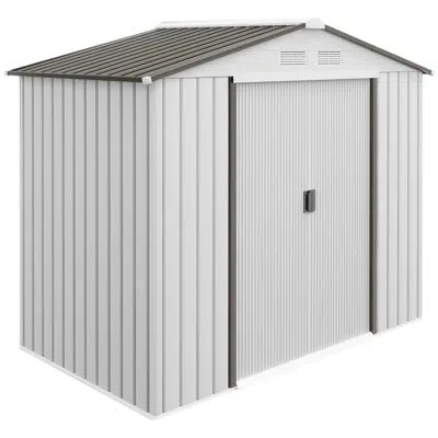 Outsunny Metal Storage Shed In White