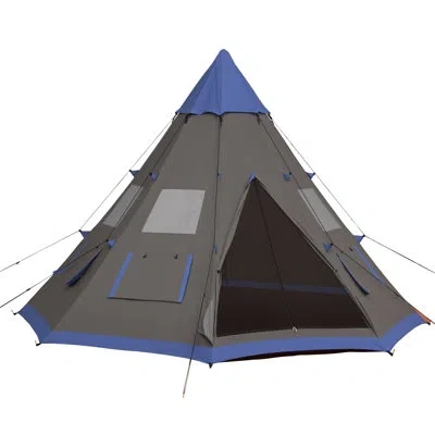 Outsunny Metal Triangular Play Tent Large 6 Person Camping Tent In Gray