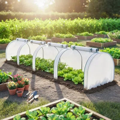 Outsunny Mini Greenhouse, 177.2" X 39.4" X 31.5" Portable Greenhouse With 4 Roll-up Doors, Pe Cover, Small Gr