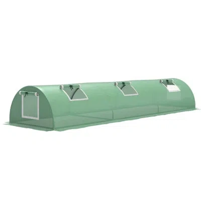Outsunny Mini Greenhouse With 5 Mesh Windows, Portable Plant Hot House With Pe Cover, Steel Frame, For Garden