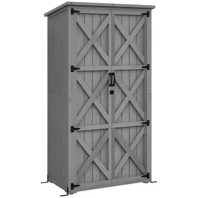 Outsunny Outdoor 3 Ft. W X 2 Ft. D Wood Vertical Tool Shed In Yellow