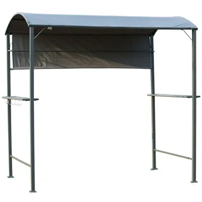 Outsunny Outdoor Patio Bbq 7' Ft. X 4.5' Ft. Steel Grill Gazebo In Gray