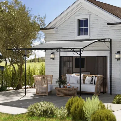 Outsunny Outdoor Pergola And Patio Gazebo, Extendable Side Awning, Sun Shade Shelter For Garden, Camper, Deck In Gray