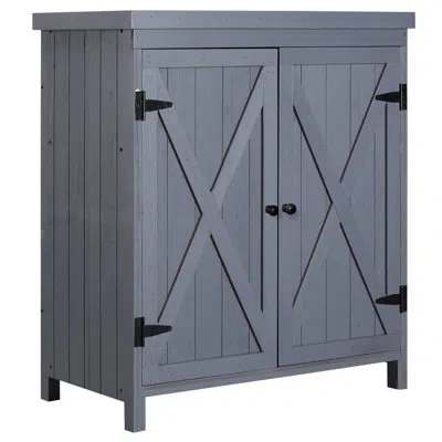 Outsunny Outdoor Tool Shed With Galvanized Top And Two Shelves In Gray