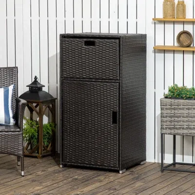 Outsunny Outdoor Towel Rack & Pool Toy Cabinet/hot Tub Accessory Storage, 24"x24"x47" In Black