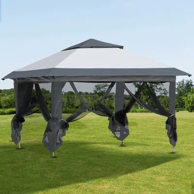 Outsunny Pop Up Canopy Tent With Netting And Carry Bag, Instant Sun Shelter In Gray