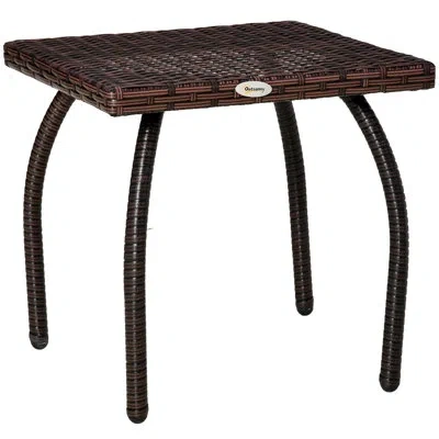 Outsunny Rattan Side Table In Gray
