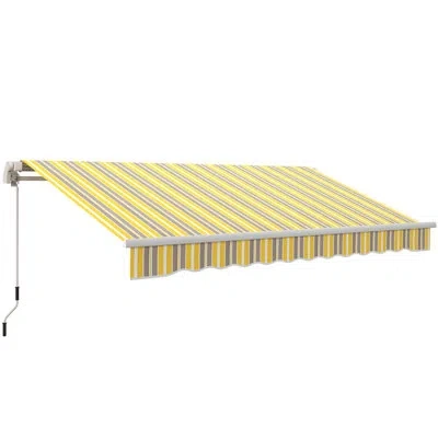 Outsunny Retraction Patio Awning In Striped Yellow,yellow