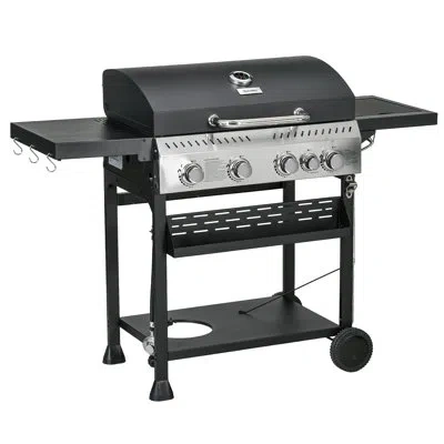 Outsunny Single Burner Freestanding Propane Infrared 40000 Btu Gas Grill In Matte Black