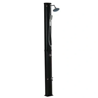 Outsunny Solar Powered Portable Plastic Freestanding Outdoor Shower With Detachable Shower Head And Footwash  In Stainless Steel