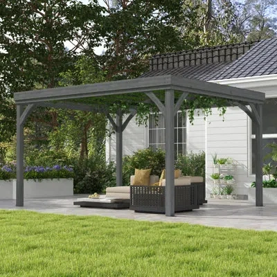 Outsunny Solid Wood Pergola In Gray