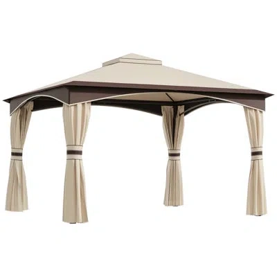 Outsunny Steel Patio Gazebo In Beige