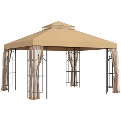 Outsunny Steel Patio Gazebo In Brown