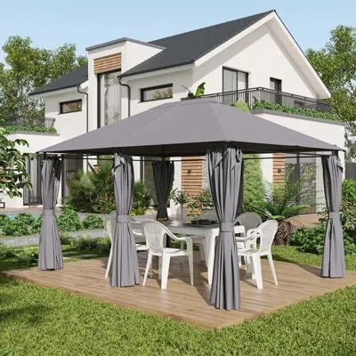 Outsunny Steel Patio Gazebo In Gray