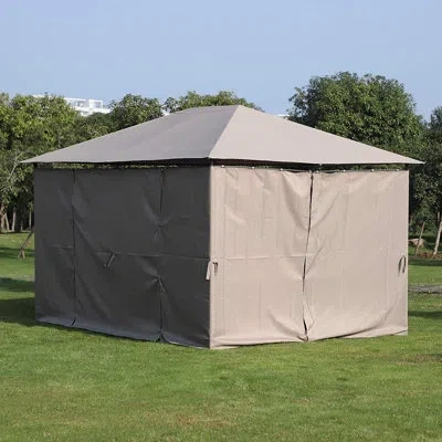 Outsunny Steel Patio Gazebo In Khaki