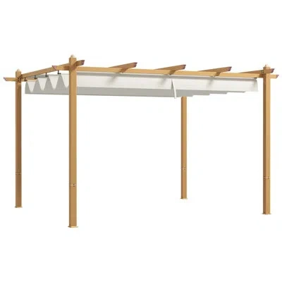 Outsunny Steel Pergola With Canopy In Cream White