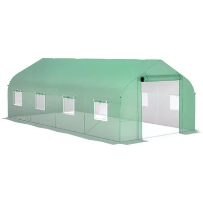 Outsunny Walk-in Greenhouse, Tunnel Green House With Zippered Mesh Door And 6 Mesh Windows, Gardening Plant H