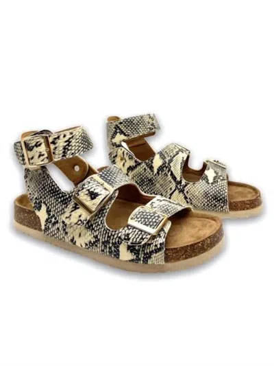 Outwoods Bork 72 Sandal In Beige Snake In Brown