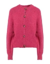Ouvert Dimanche Woman Cardigan Fuchsia Size Onesize Polyacrylic, Polyester, Wool, Viscose, Alpaca Wo In Pink