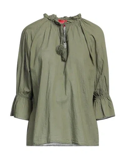 Ouvert Dimanche Woman Top Military Green Size Onesize Cotton
