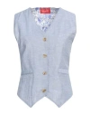 Ouvert Dimanche Woman Tailored Vest Blue Size Onesize Polyester, Cotton, Linen