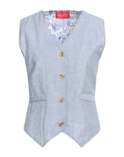 Ouvert Dimanche Woman Tailored Vest Blue Size Onesize Polyester, Cotton, Linen